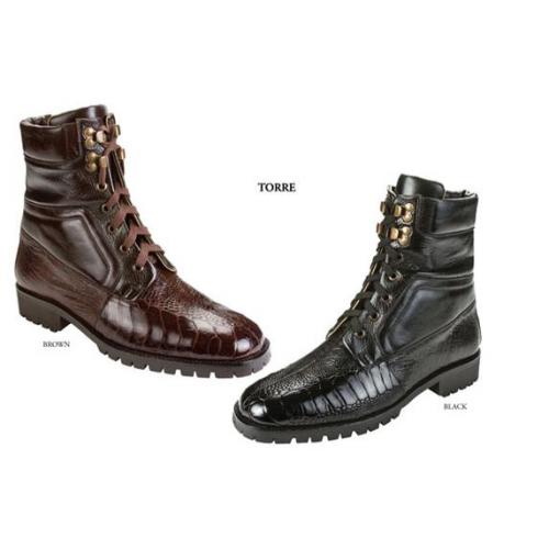 Belvedere "Torre K18" Genuine Ostrich  Boots With Lug Rubber Sole